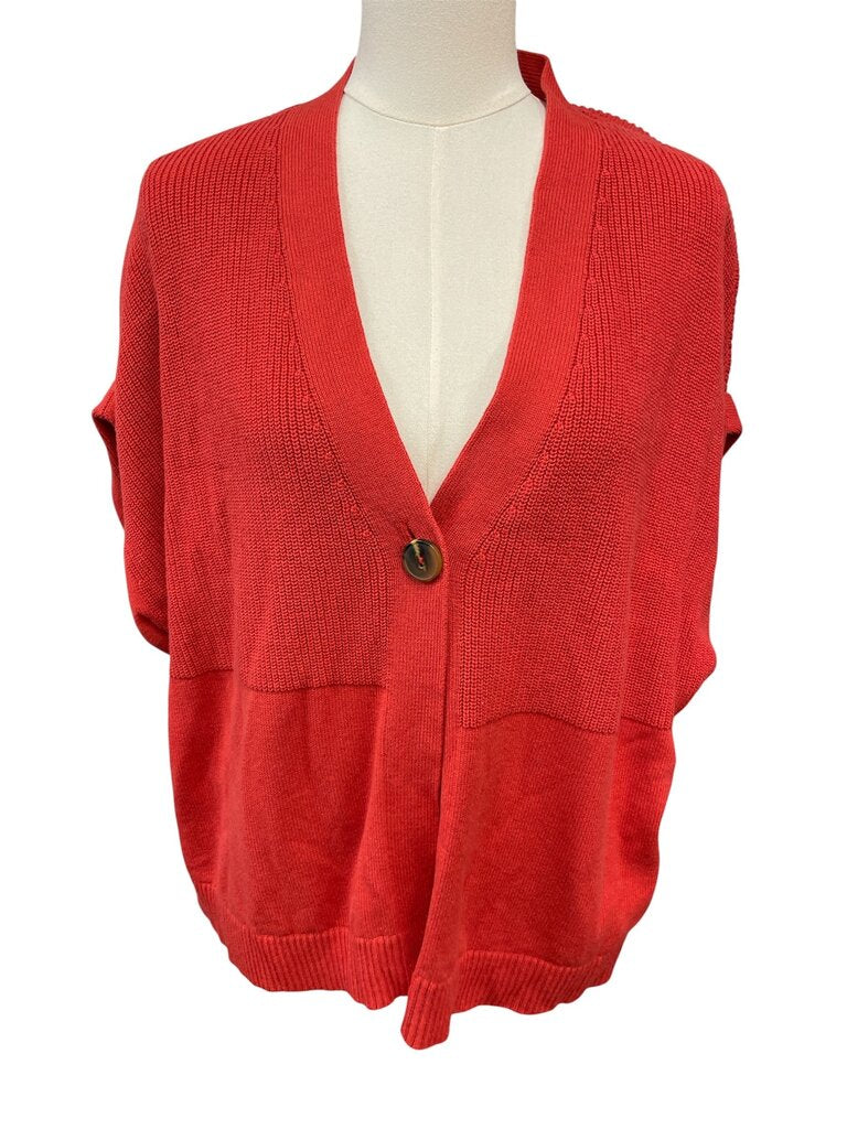 red btn ss knit