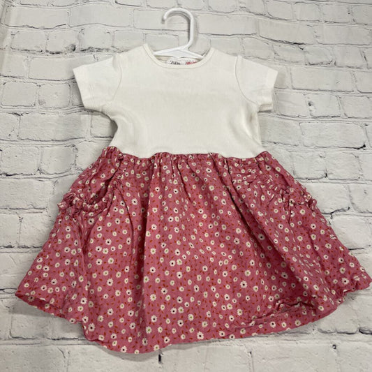 White Tee Dress with Pink Floral Skirt