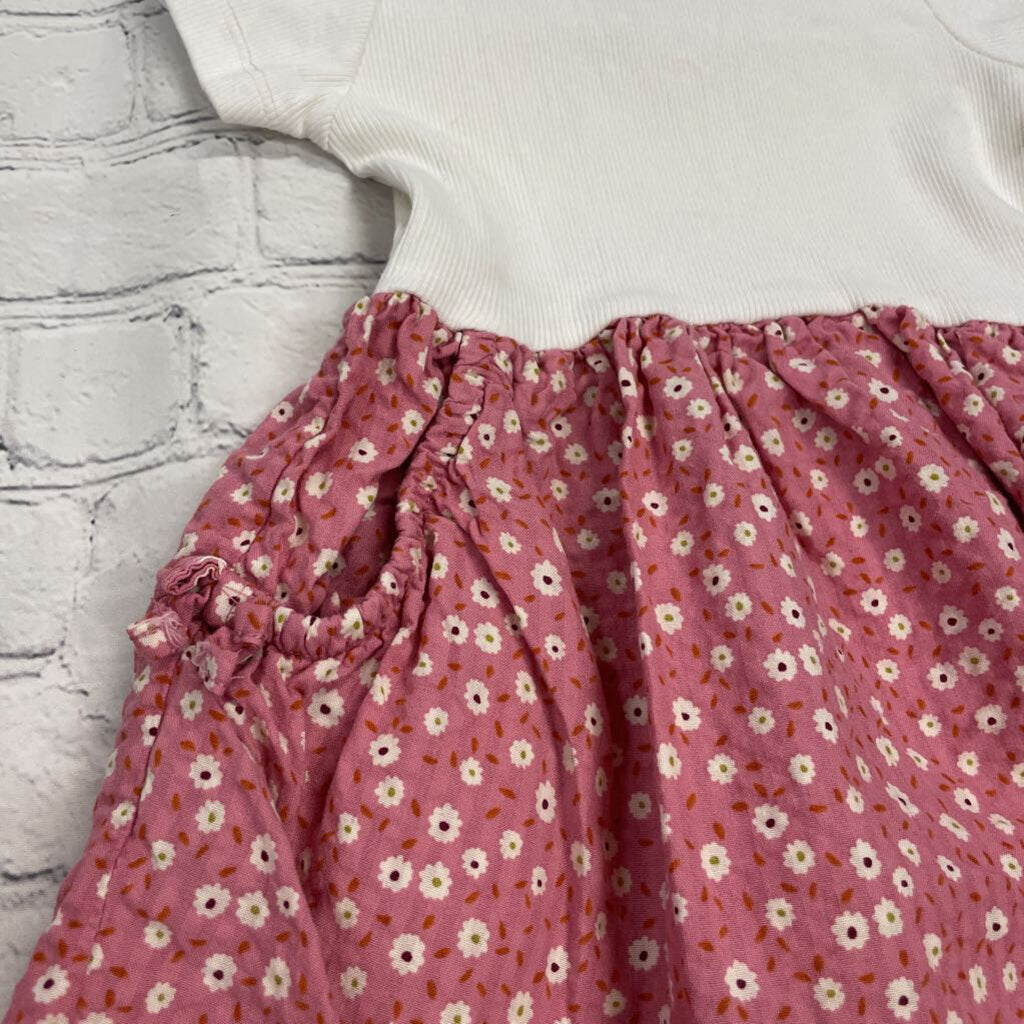 White Tee Dress with Pink Floral Skirt