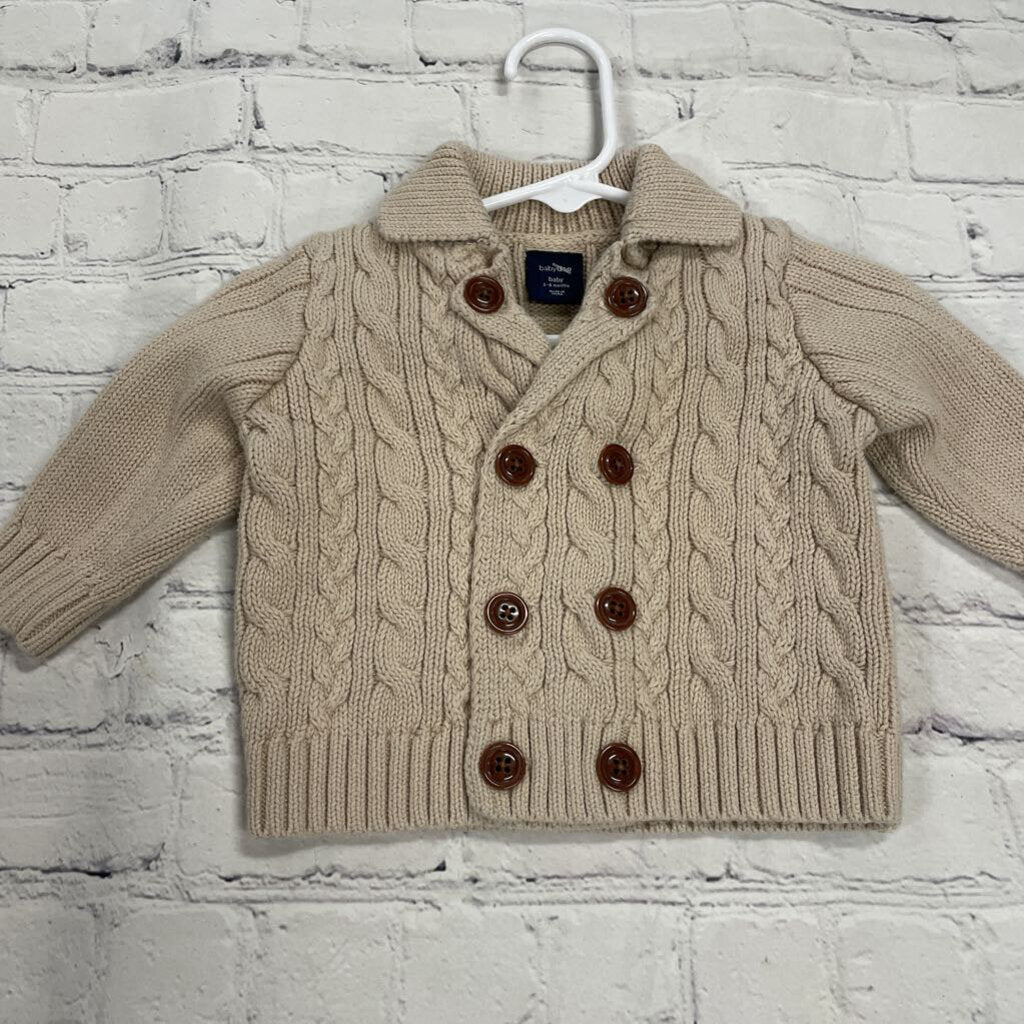 Tan Knit Collared Cardigan with Buttons