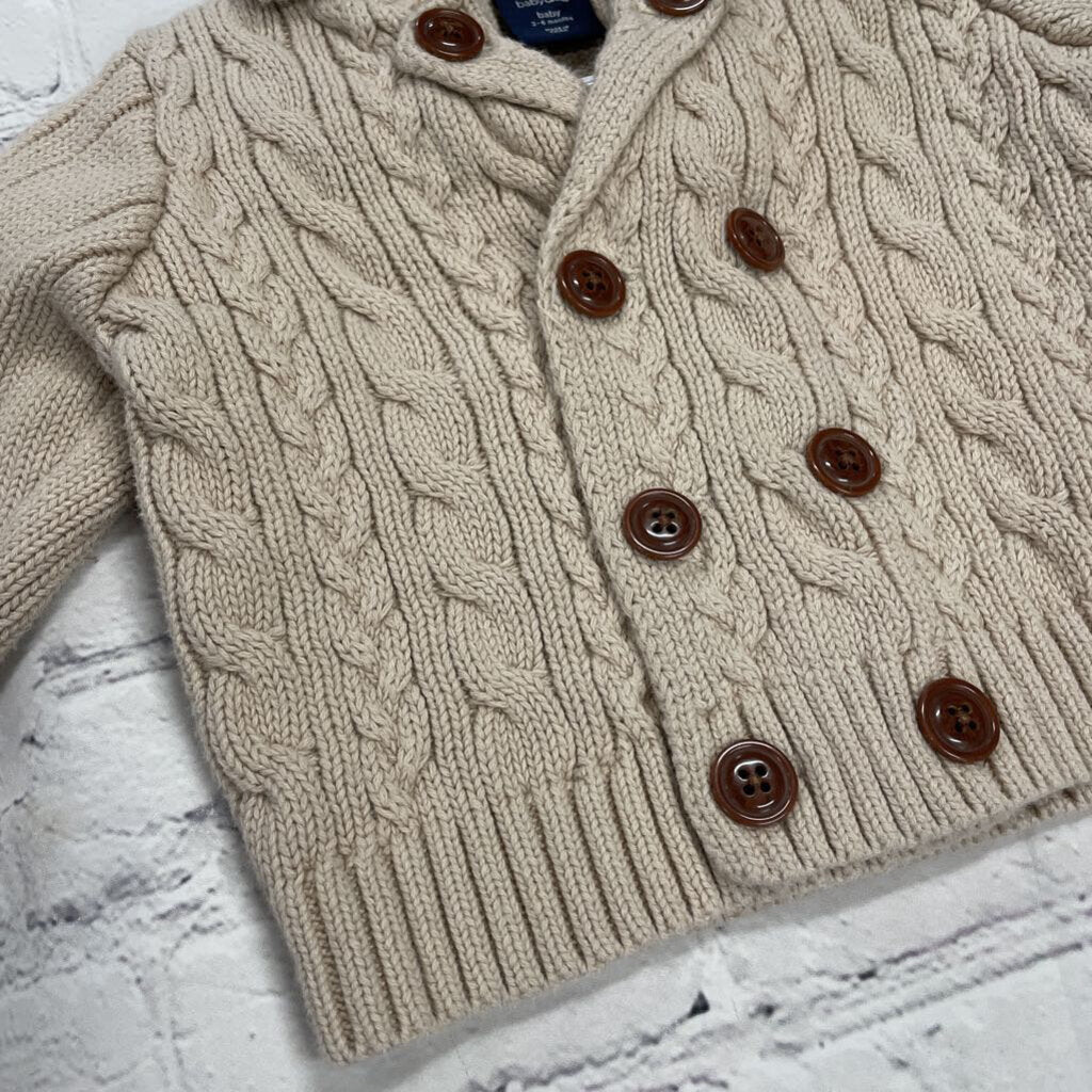 Tan Knit Collared Cardigan with Buttons