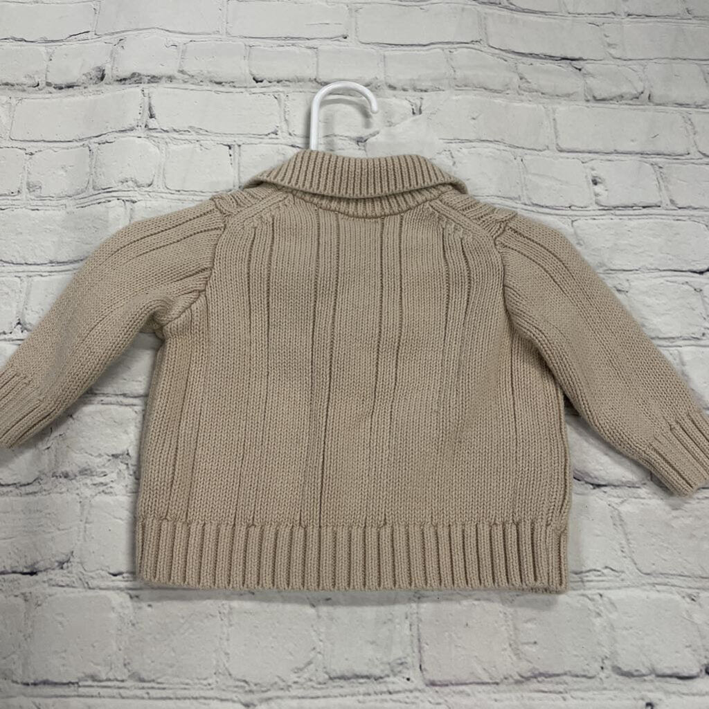 Tan Knit Collared Cardigan with Buttons