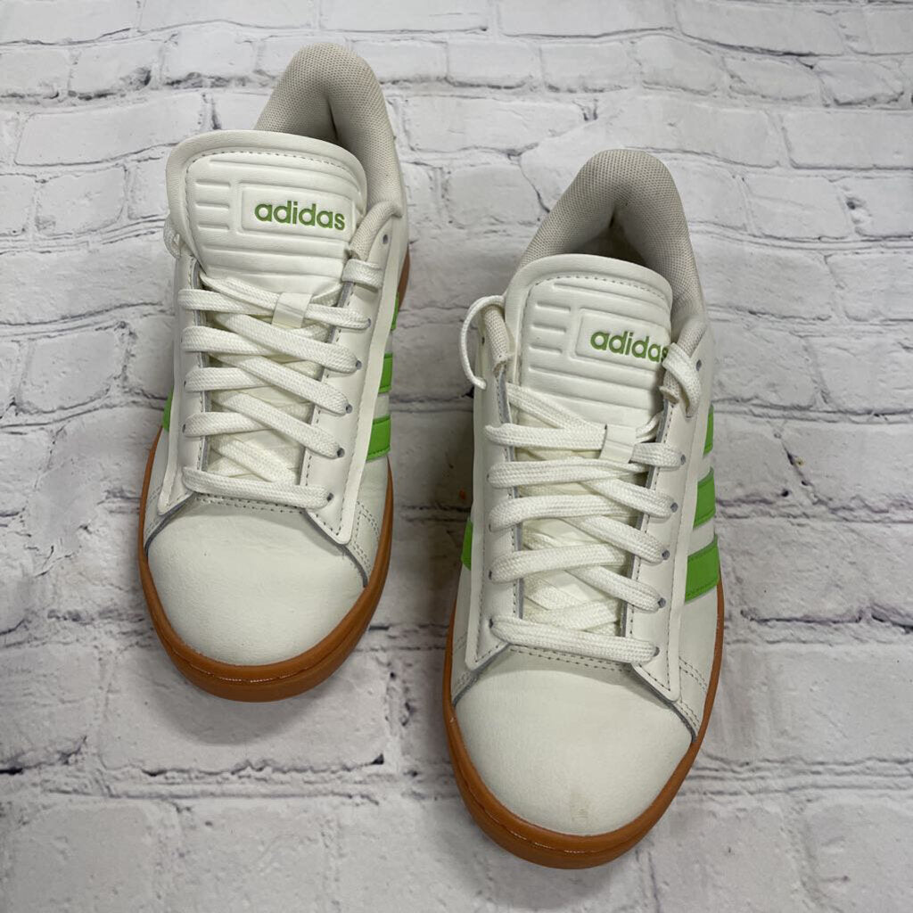 Cream Sneakers with Green Stripes