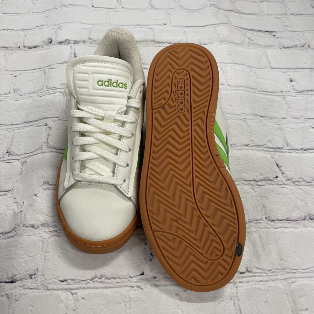 Cream Sneakers with Green Stripes