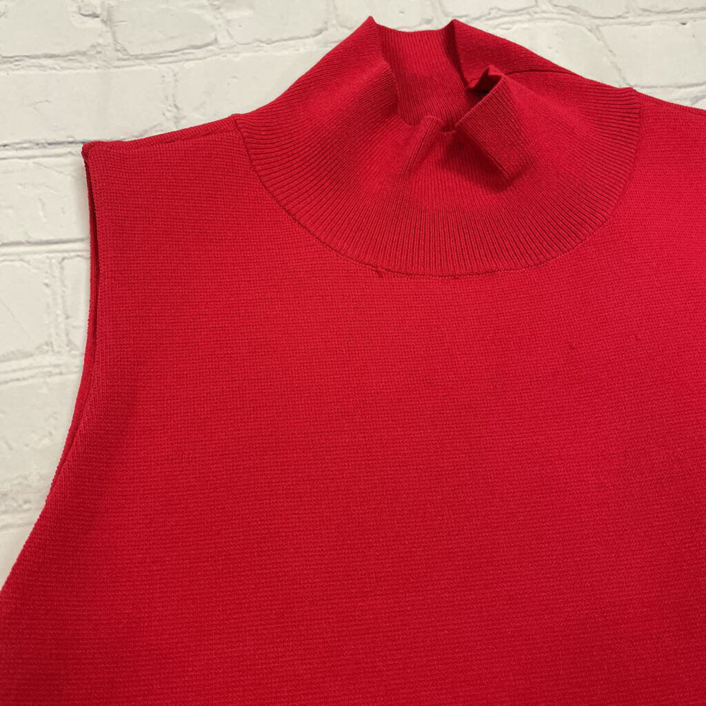 Red Mock-Neck Smooth Knit Tank