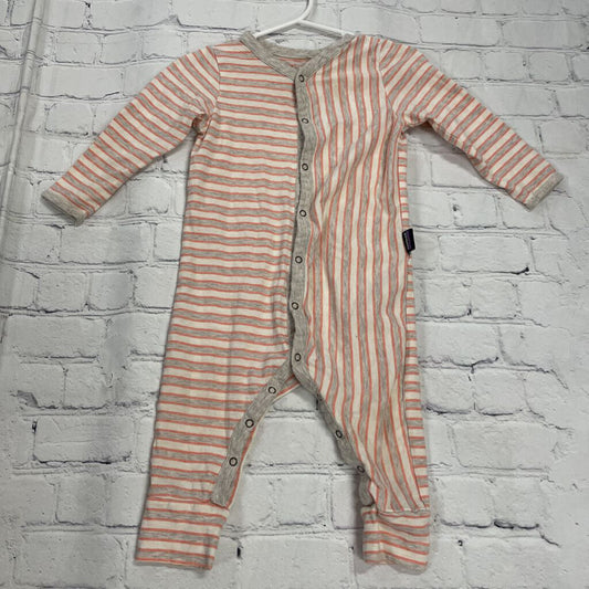 Cream Long Sleeve Onesie with Orange 7 Grey Stripes