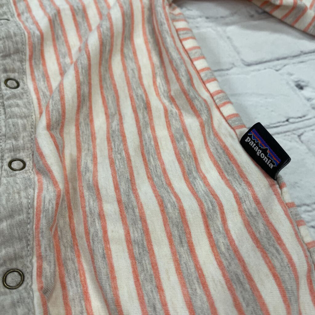Cream Long Sleeve Onesie with Orange 7 Grey Stripes