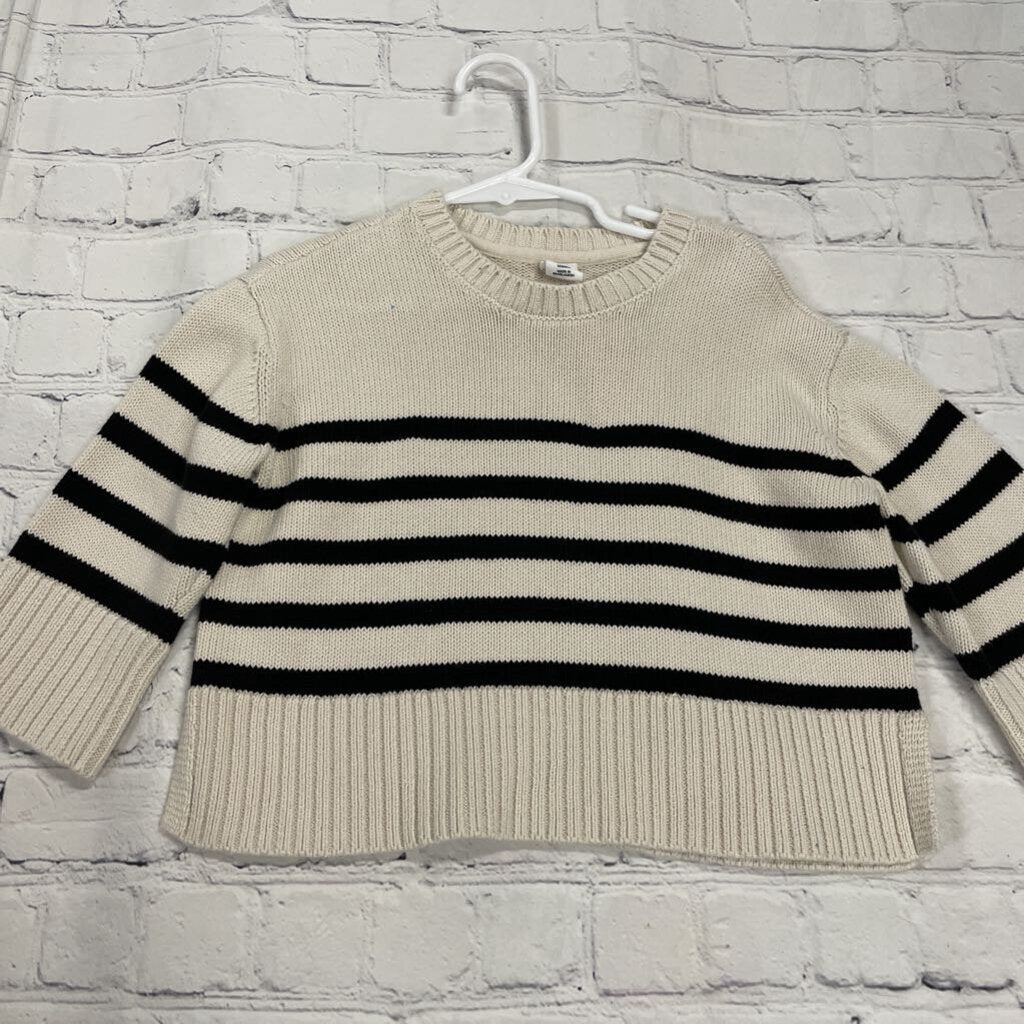 Cream Knit Sweater with Black Stripes