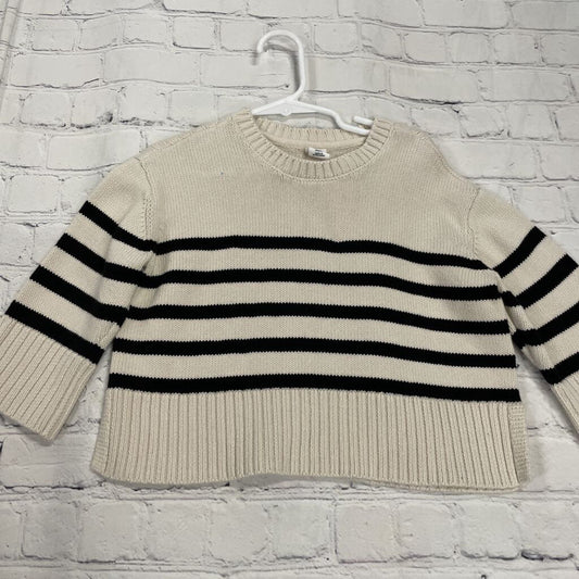 Cream Knit Sweater with Black Stripes