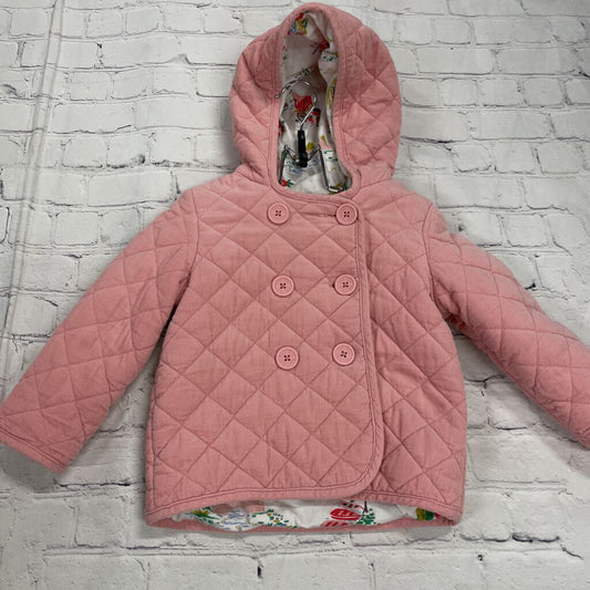 Pink Quilted Corduroy Coat with Buttons