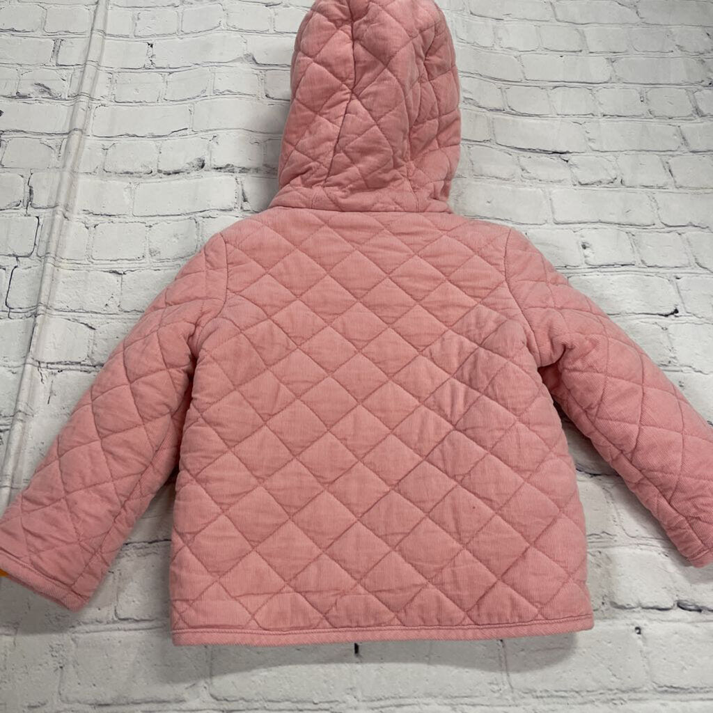 Pink Quilted Corduroy Coat with Buttons