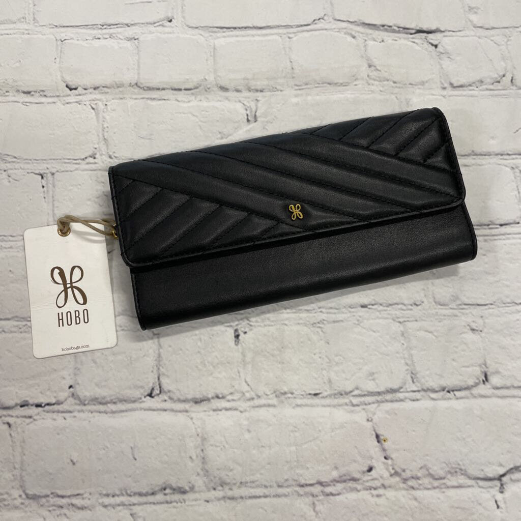 Black Clutch Wallet with Gold Hardware
