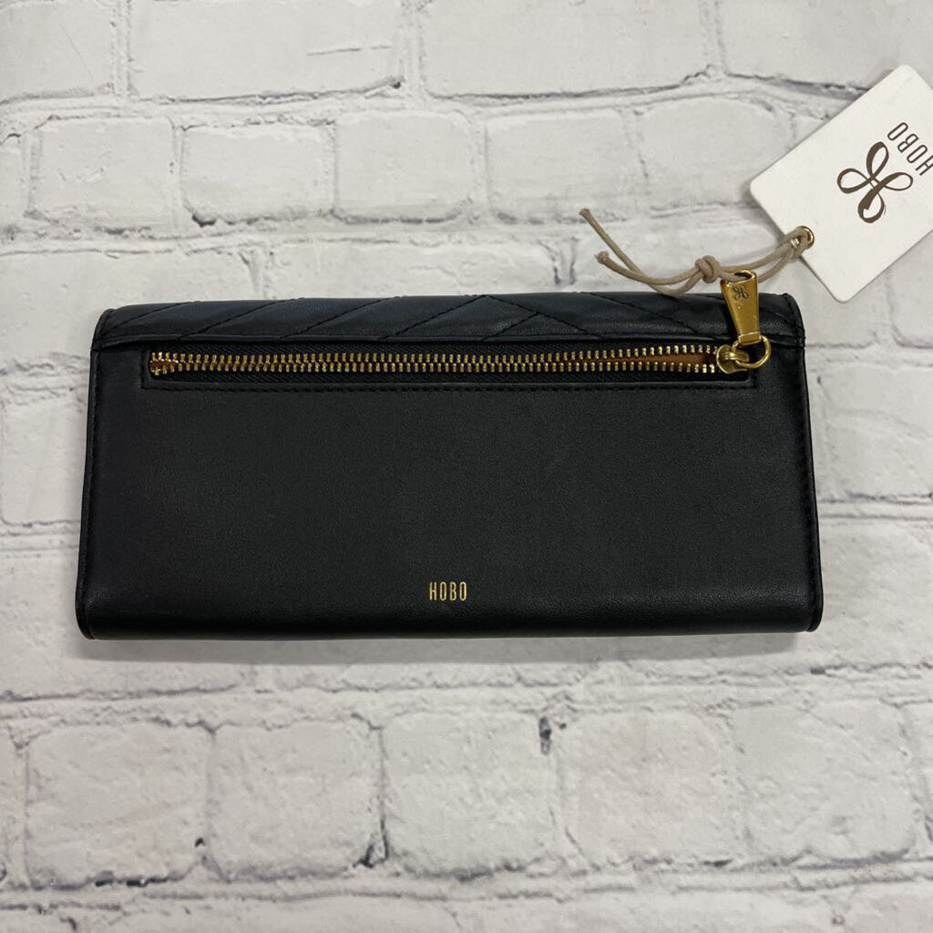 Black Clutch Wallet with Gold Hardware