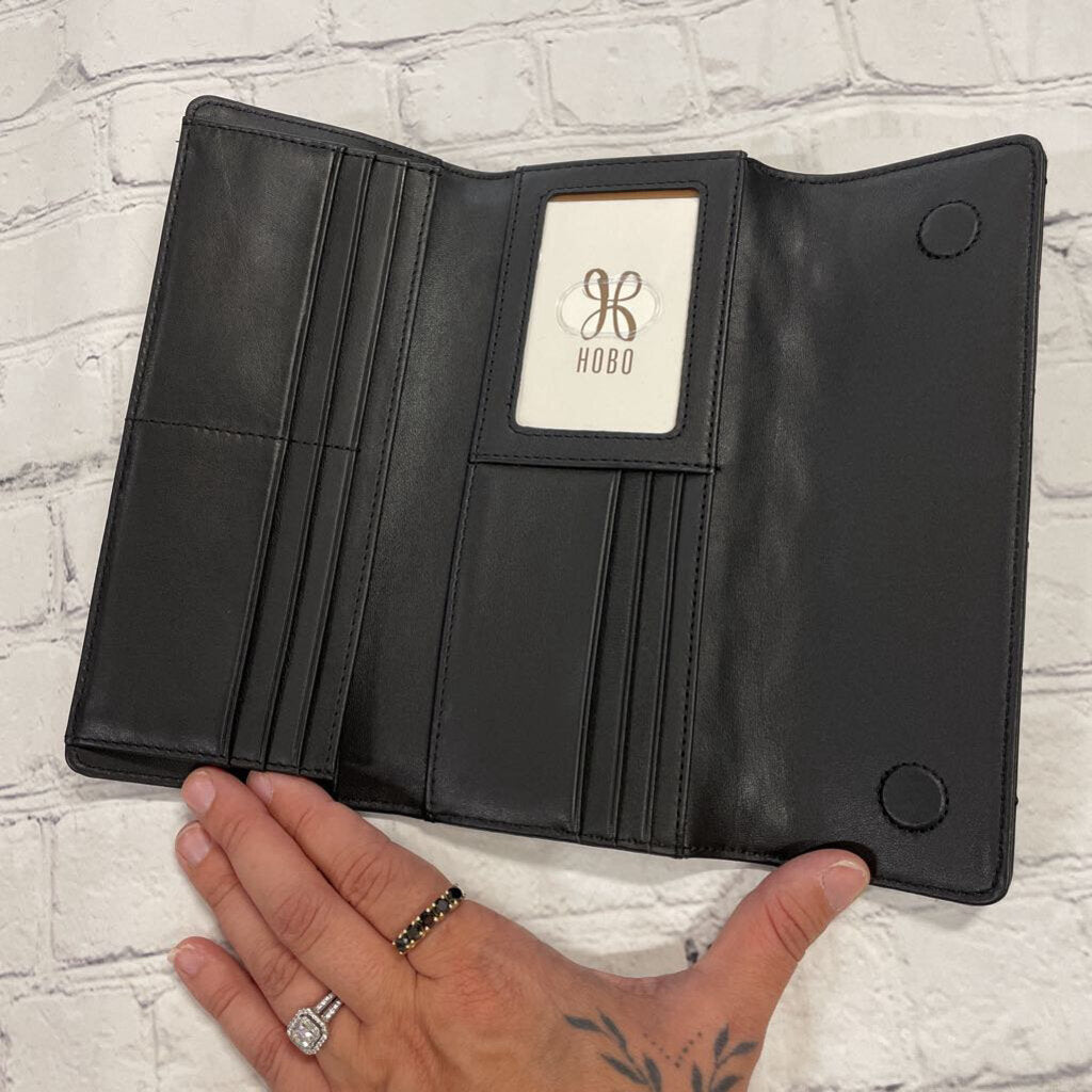 Black Clutch Wallet with Gold Hardware