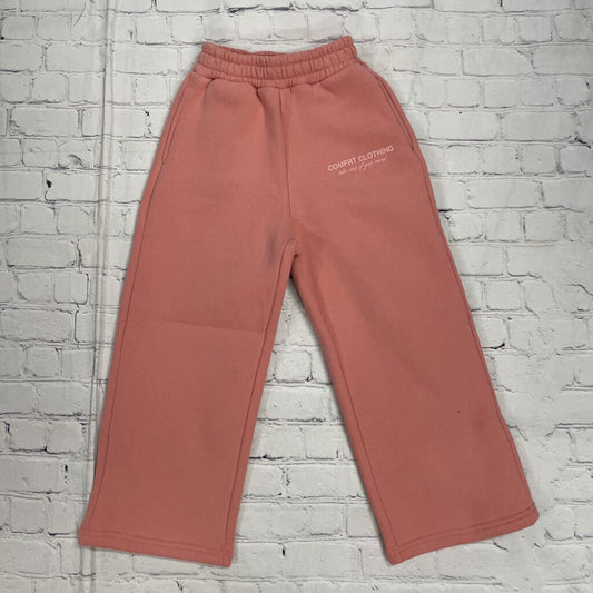 Salmon Pink Sweatpants with Side Logo