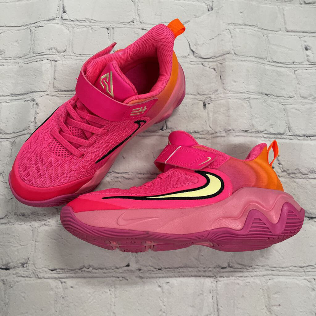 Neon Pink Velcro Sneakers with Orange Ombre