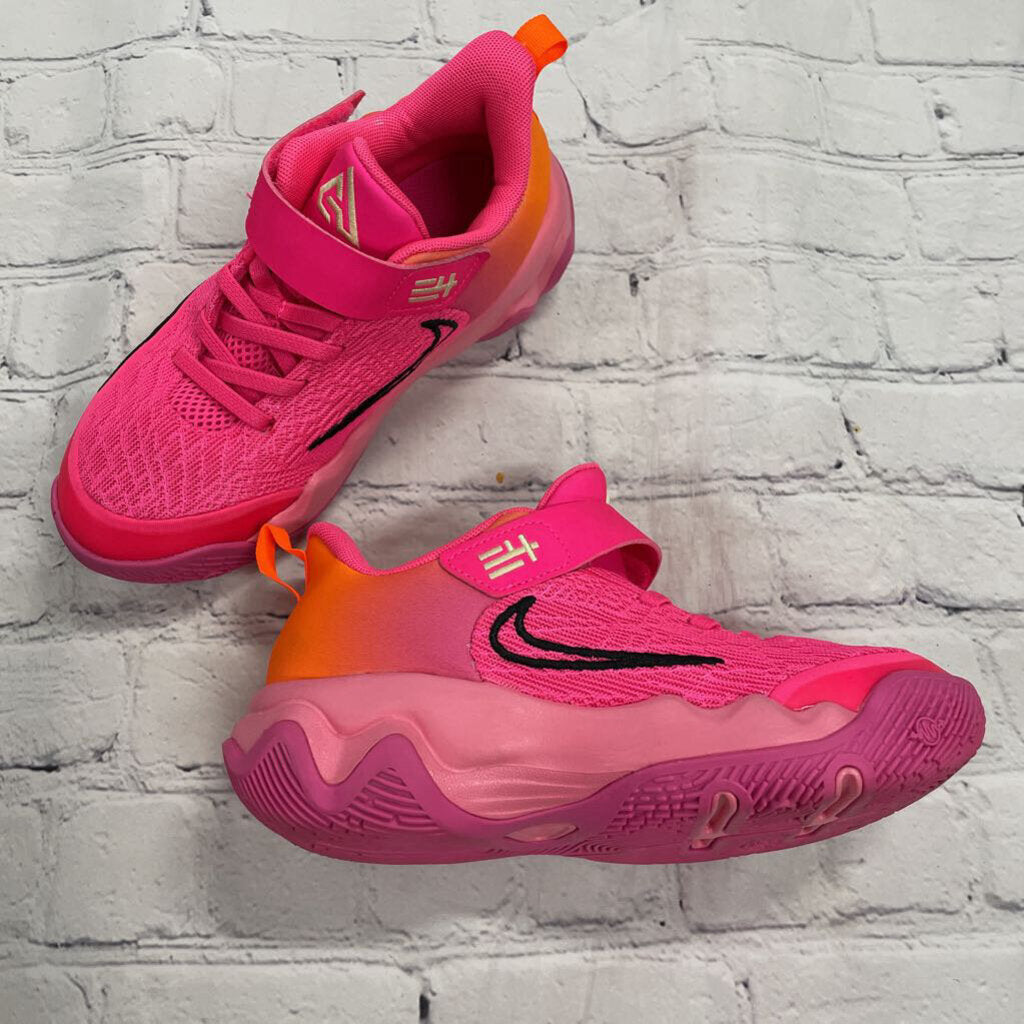 Neon Pink Velcro Sneakers with Orange Ombre